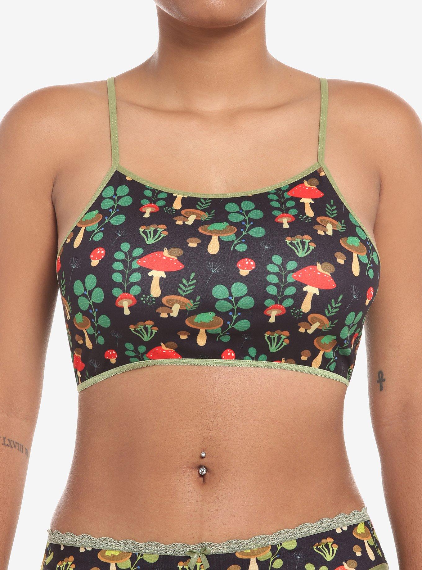 Mushrooms & Frogs Allover Print Bralette, MULTI, hi-res