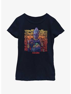 Star Wars The Mandalorian Grogu & IG-12 Yes No Youth Girls T-Shirt BoxLunch Web Exclusive, , hi-res