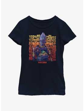 Star Wars The Mandalorian Grogu & IG-12 Yes No Youth Girls T-Shirt BoxLunch Web Exclusive, , hi-res