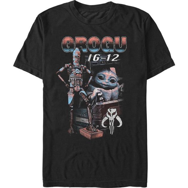 Star Wars The Mandalorian Grogu & IG-12 T-Shirt - BLACK | BoxLunch