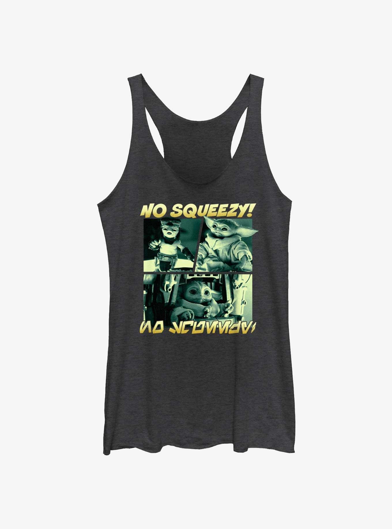 Star Wars The Mandalorian Grogu No Squeezy Womens Tank Top, BLK HTR, hi-res