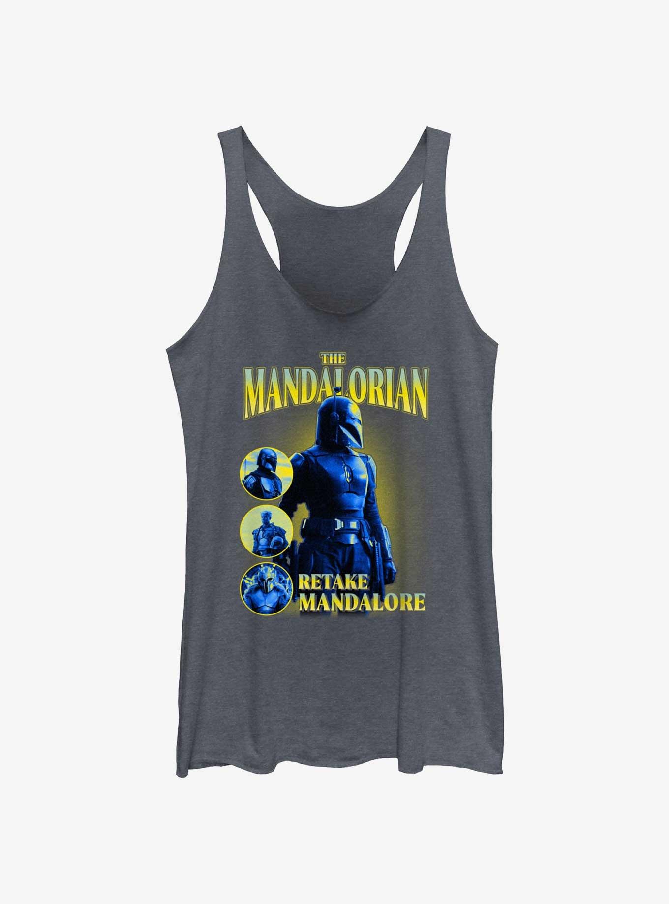 Star Wars The Mandalorian Retake Mandalore Womens Tank Top, NAVY HTR, hi-res