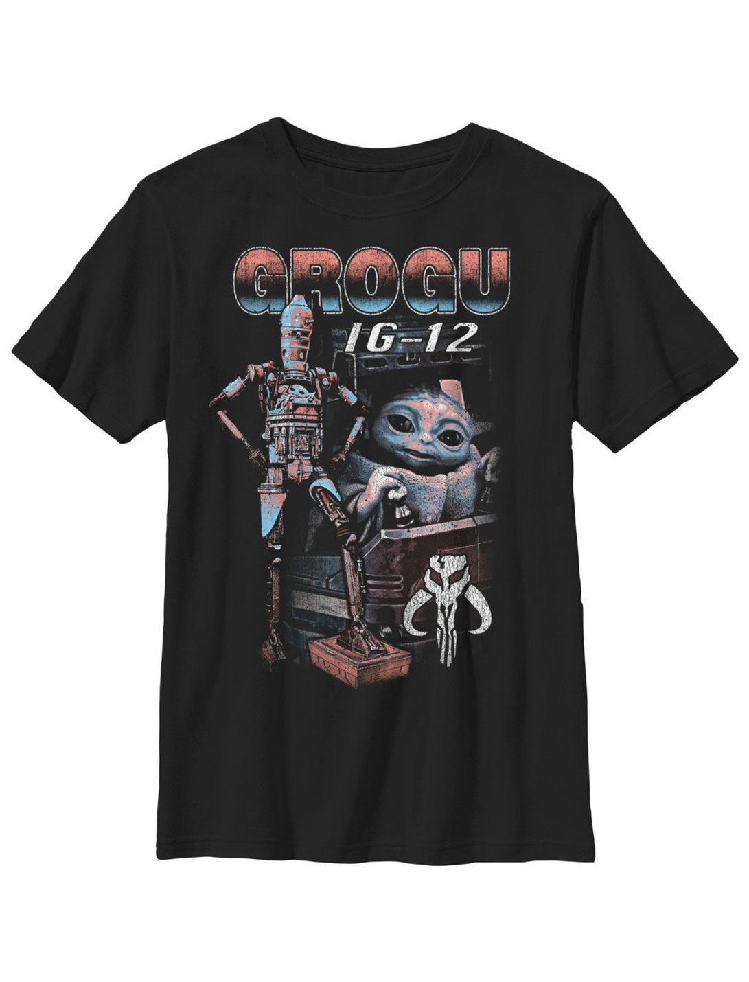 Star Wars The Mandalorian Grogu & IG-12 Youth T-Shirt, BLACK, hi-res