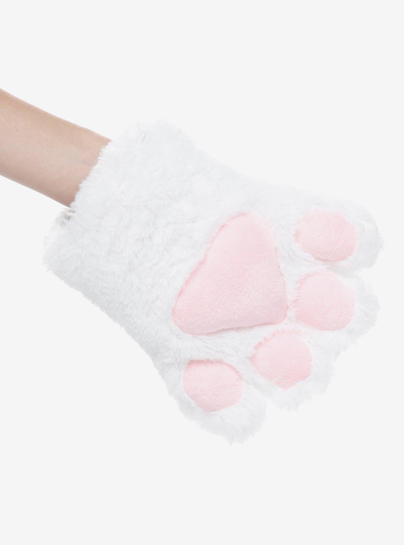 White & Pink Kitty Paw Knee-High Socks, Hot Topic