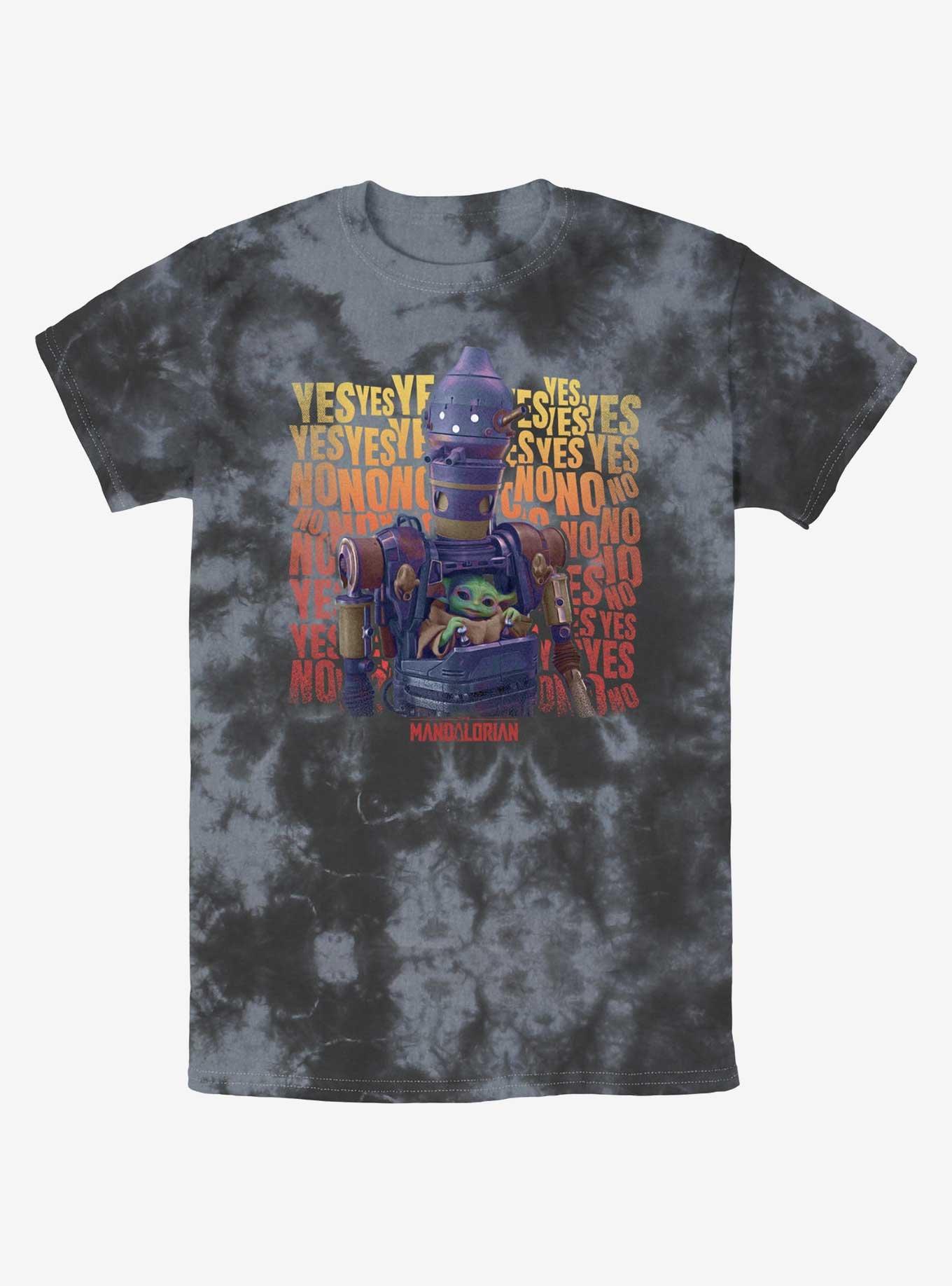Star Wars The Mandalorian Grogu & IG-12 Yes No Tie-Dye T-Shirt Her Universe Web Exclusive, BLKCHAR, hi-res