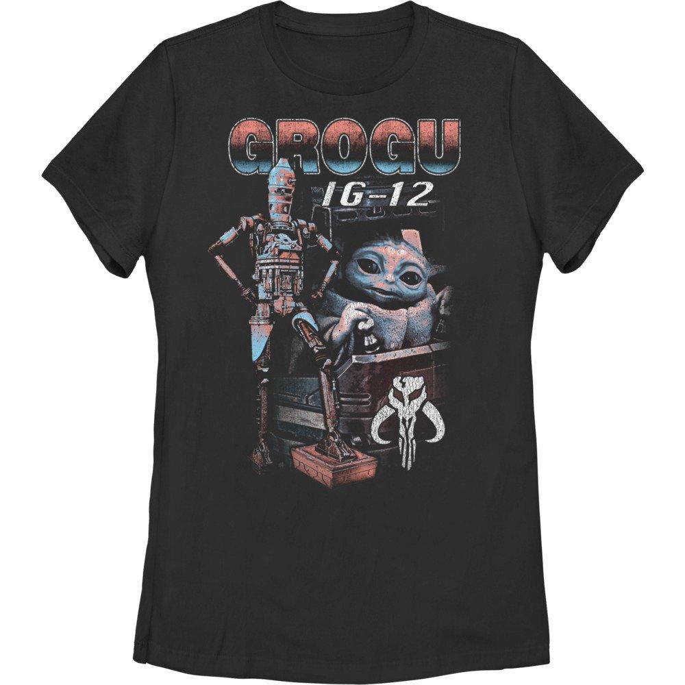Star Wars The Mandalorian Grogu & IG-12 Womens T-Shirt, BLACK, hi-res