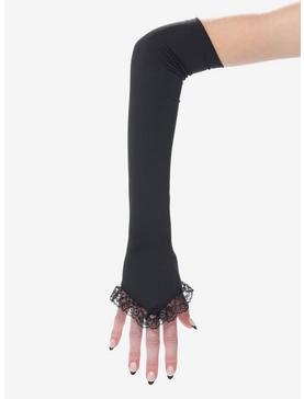 Elegant Black Lace Long Arm Warmers, , hi-res