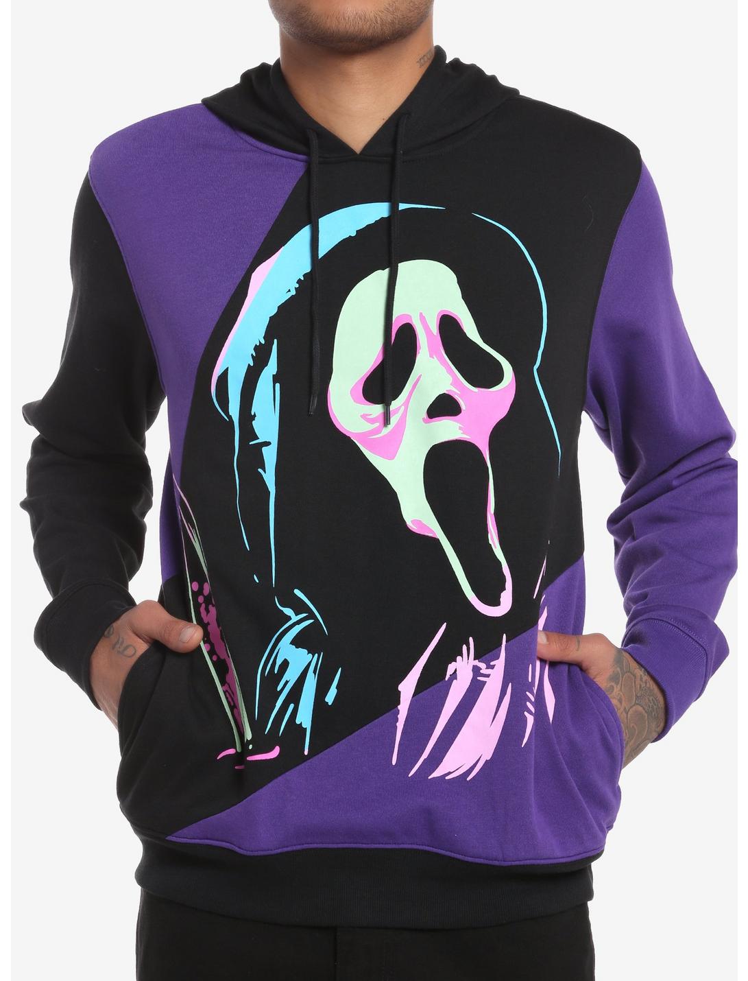 Scream Ghost Face Black & Purple Panels Hoodie, MULTI, hi-res
