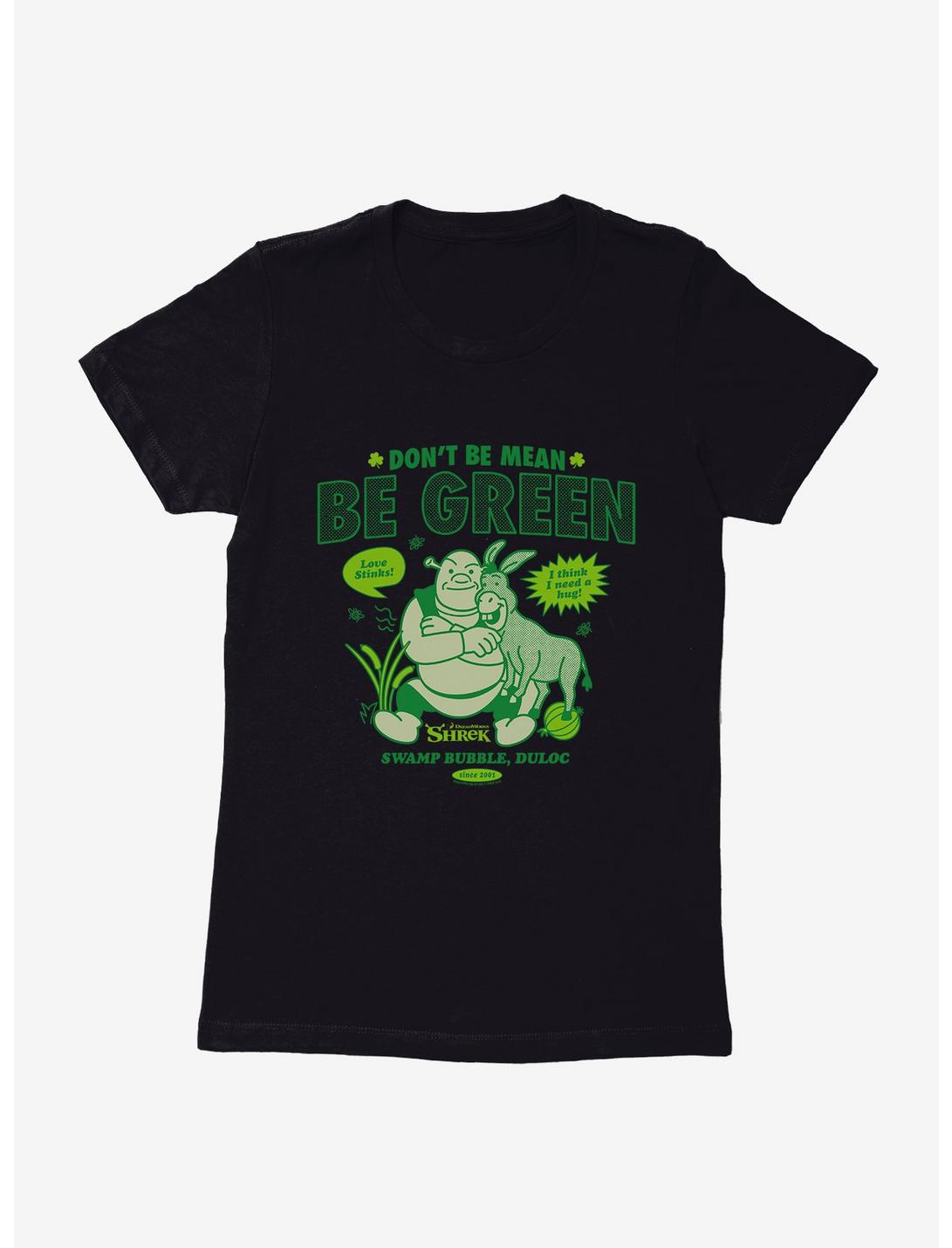 Shrek Don't Be Mean Be Green Womens T-Shirt, BLACK, hi-res