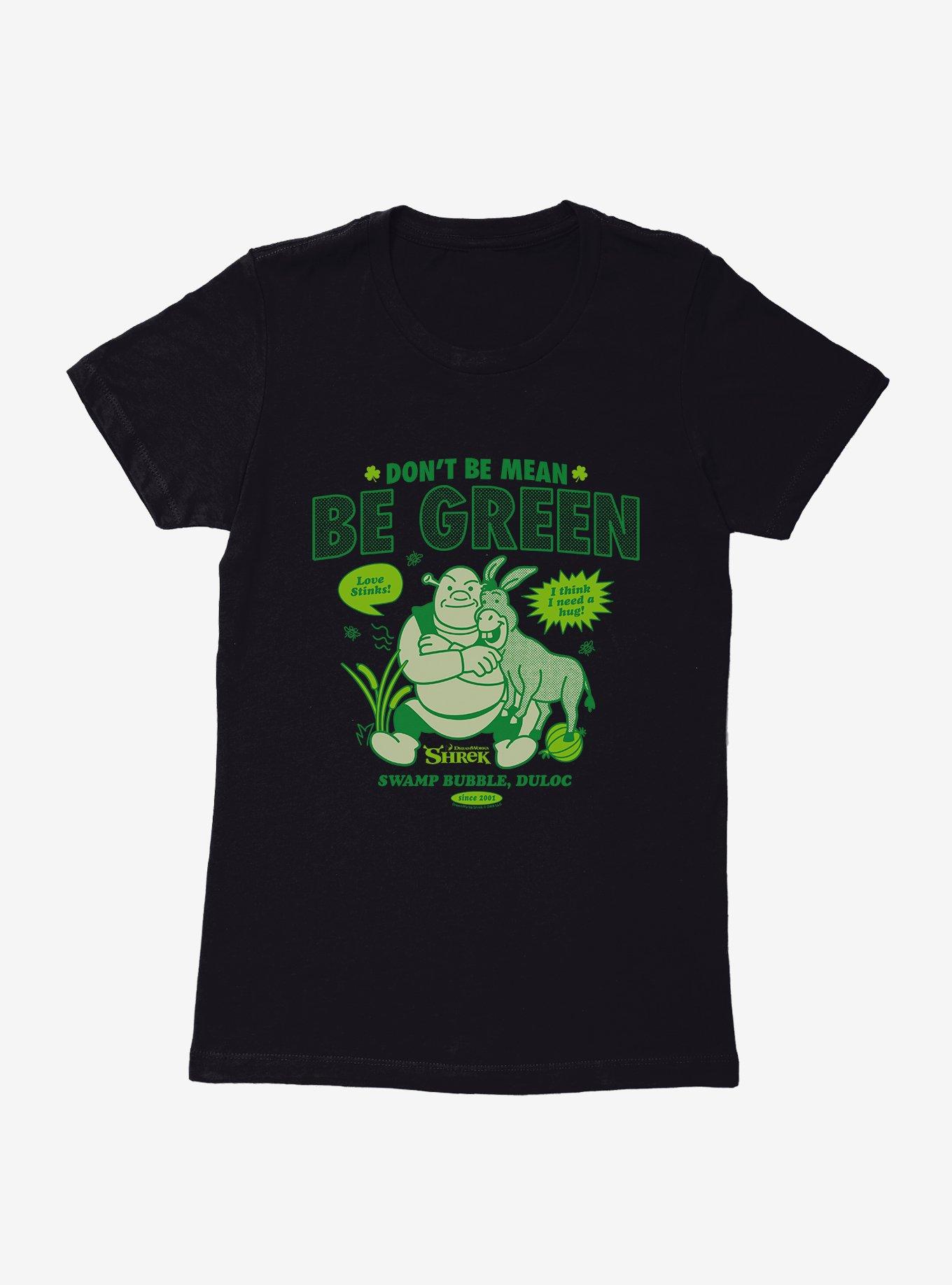 Shrek Don't Be Mean Be Green Womens T-Shirt, BLACK, hi-res