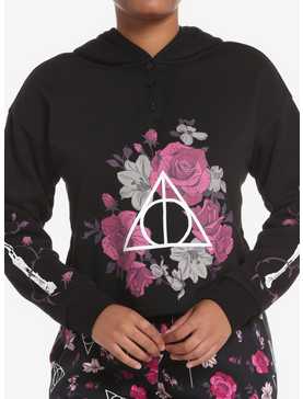 Harry Potter Deathly Hallows Floral Crop Hoodie, , hi-res
