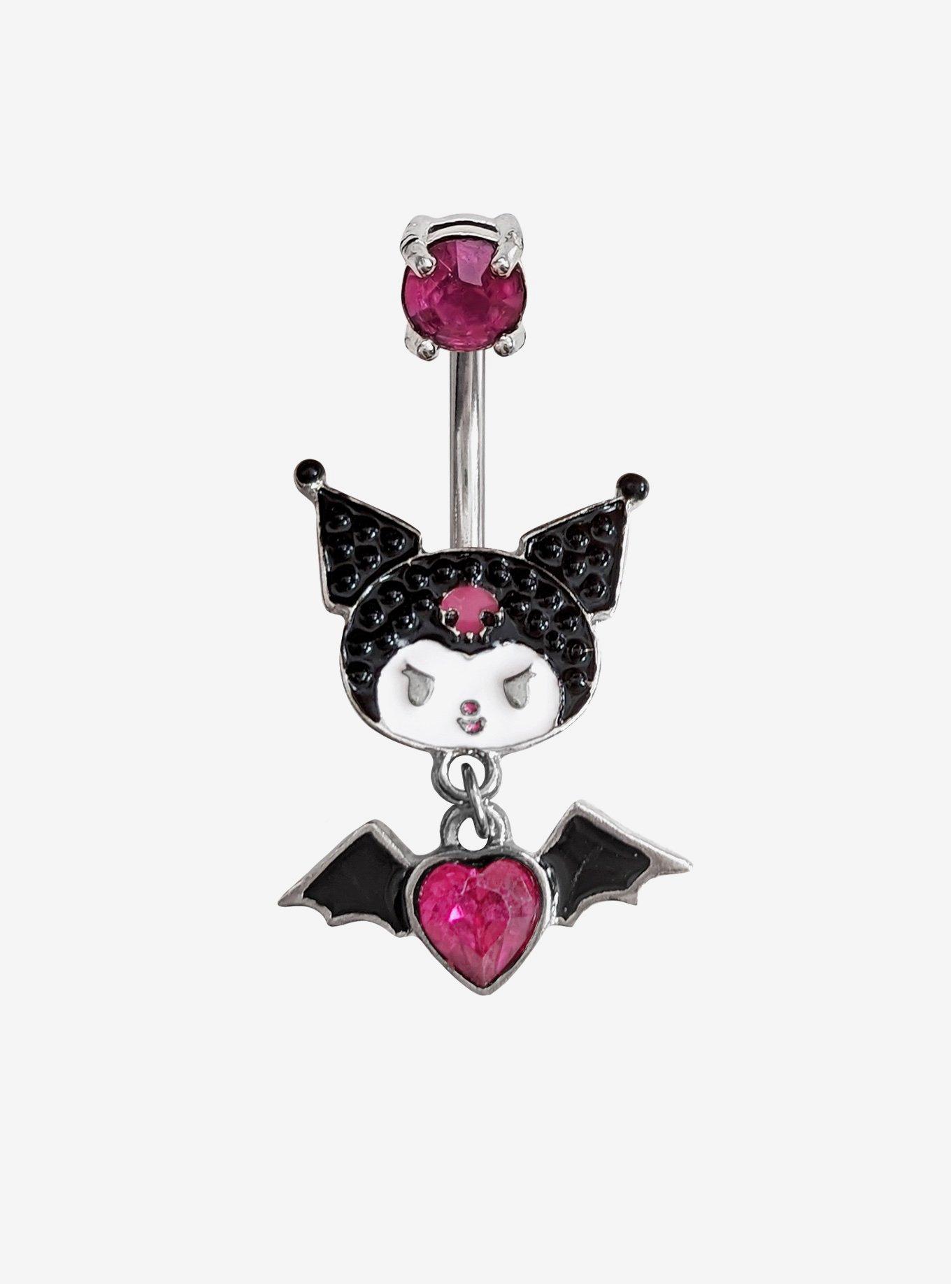 14G Steel Kuromi Bat Bling Navel Barbell, , hi-res