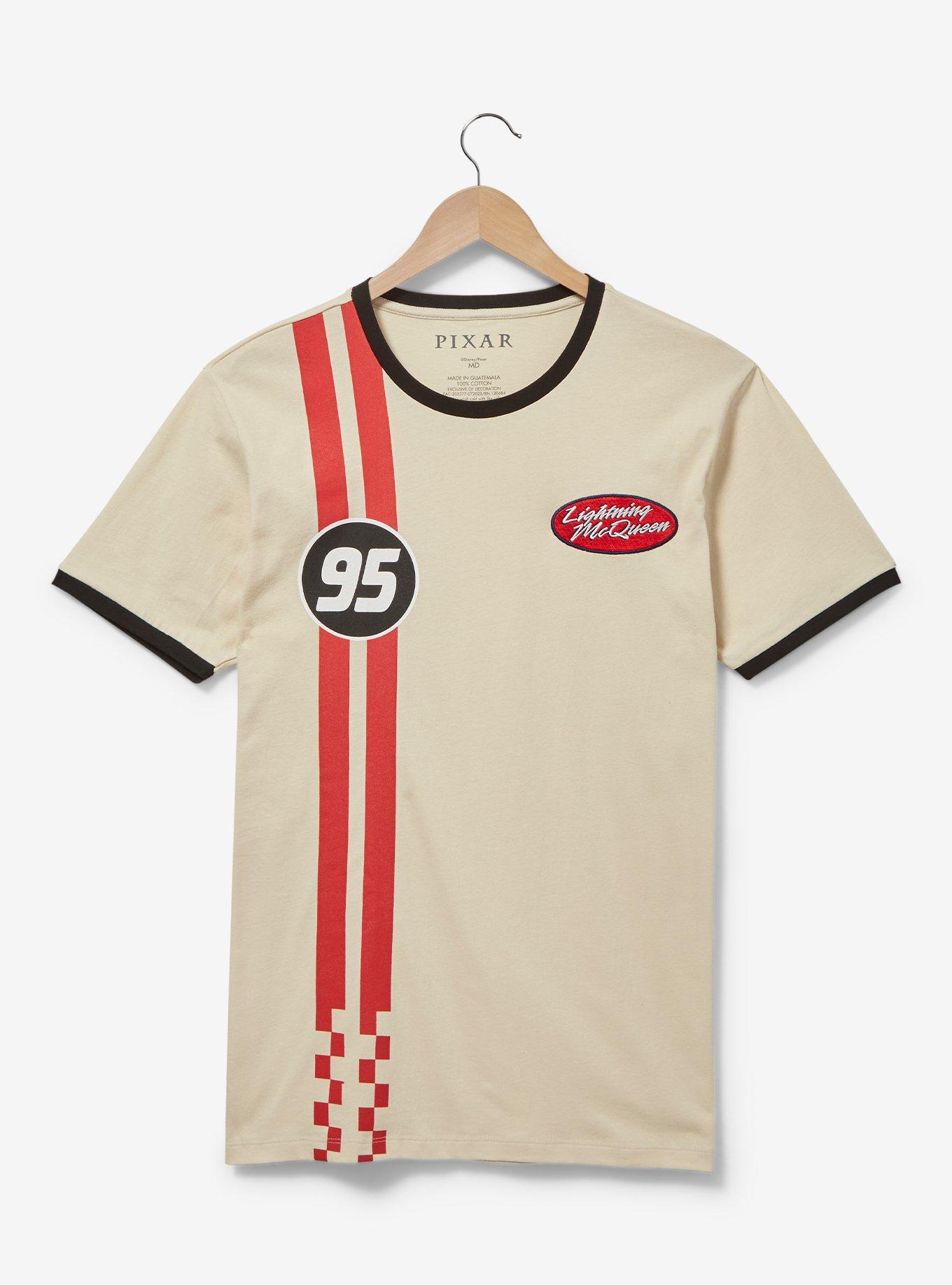 Disney Pixar Cars Lightning McQueen Racing Ringer T-Shirt - BoxLunch Exclusive, OFF WHITE, hi-res