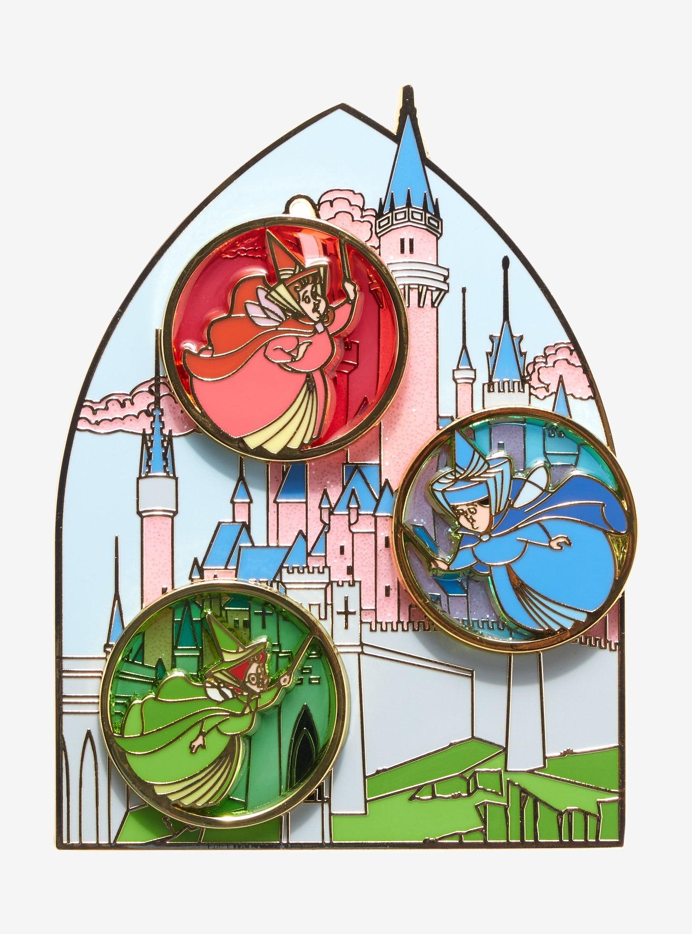 Loungefly Disney Sleeping Beauty Three Fairies Sliding 3 Inch Enamel Pin, , hi-res