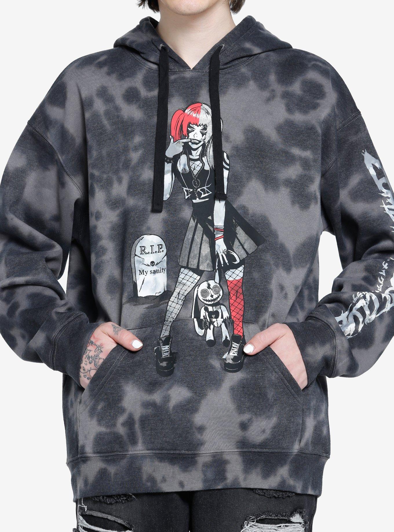 Zombie Makeout Club Goth Clown Girl Hoodie, , hi-res