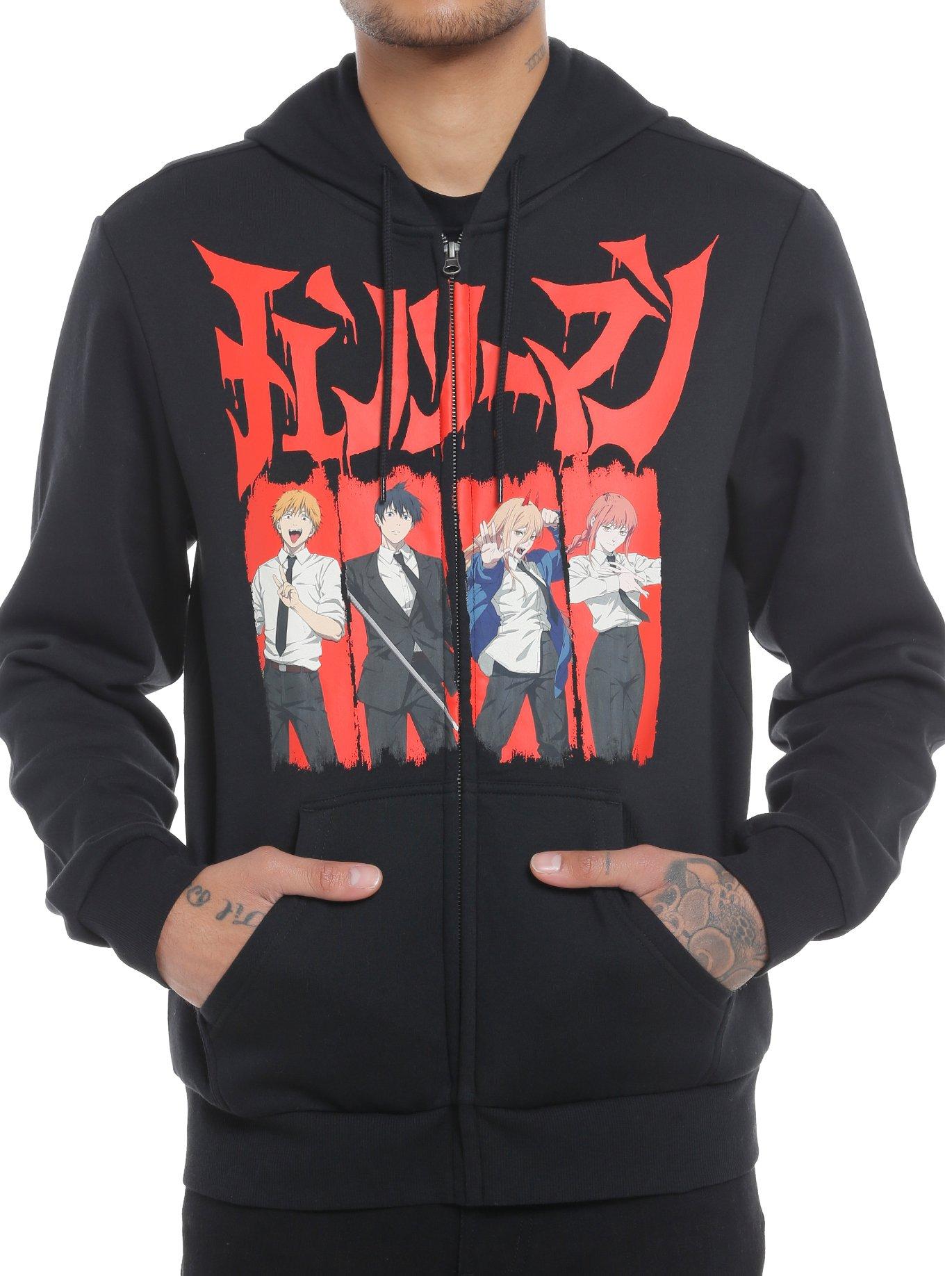 Chainsaw Man Red Group Panels Hoodie, BLACK, hi-res