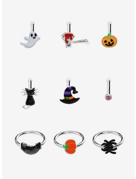 Steel Halloween Icons Nose Stud & Hoop 9 Pack, , hi-res