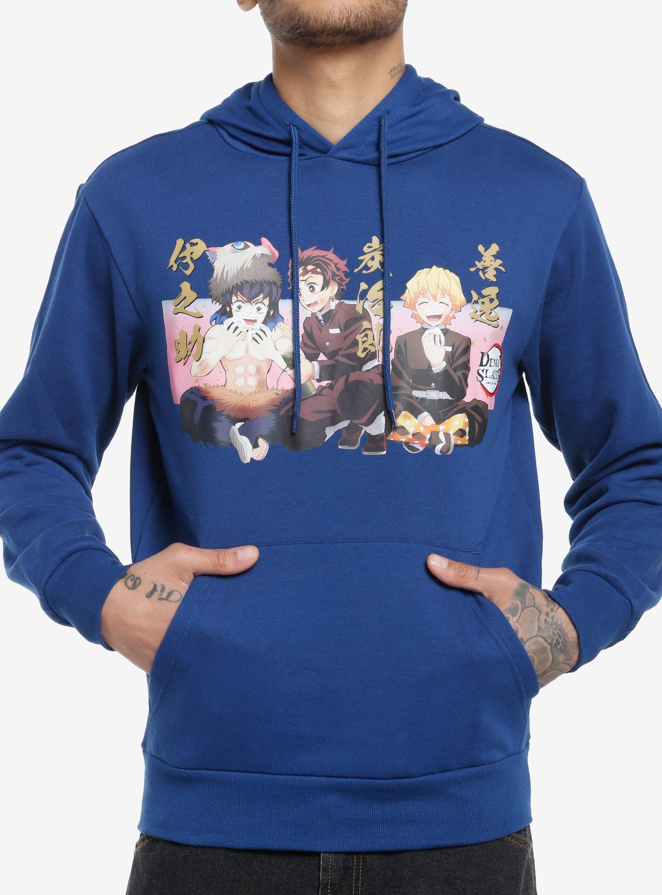 Demon Slayer: Kimetsu No Yaiba Trio Eating Hoodie, NAVY, hi-res