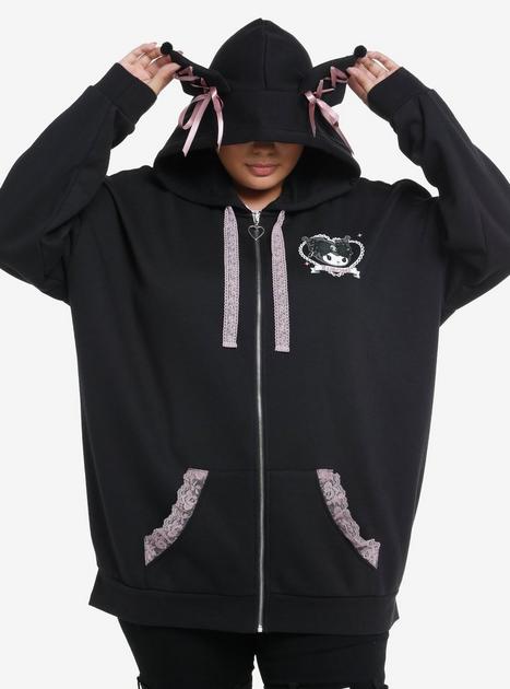Kuromi Lolita Lace 3D Ear Girls Hoodie Plus Size | Hot Topic