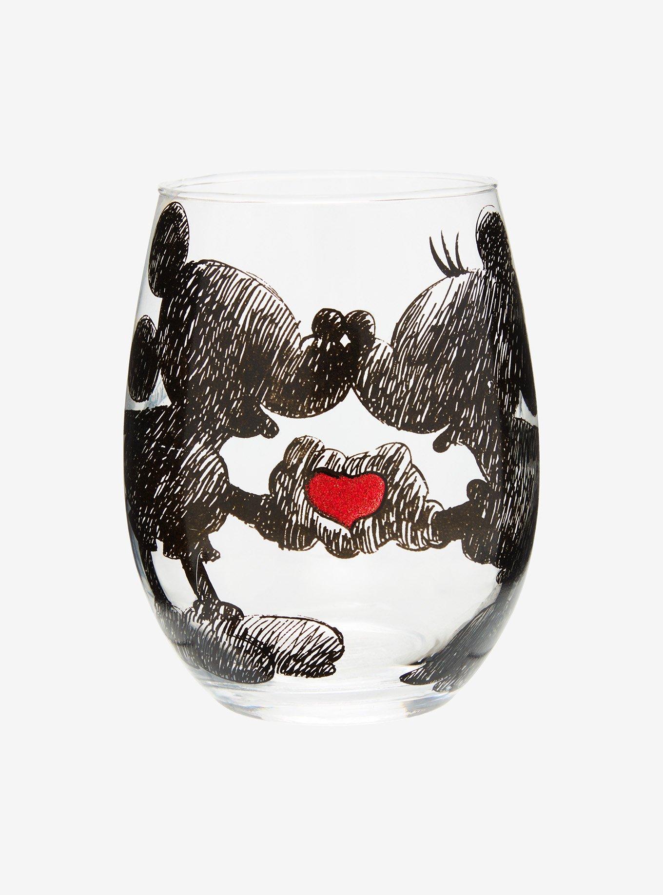 Disney Mickey Mouse & Minnie Mouse Heart Stemless Glass, , hi-res