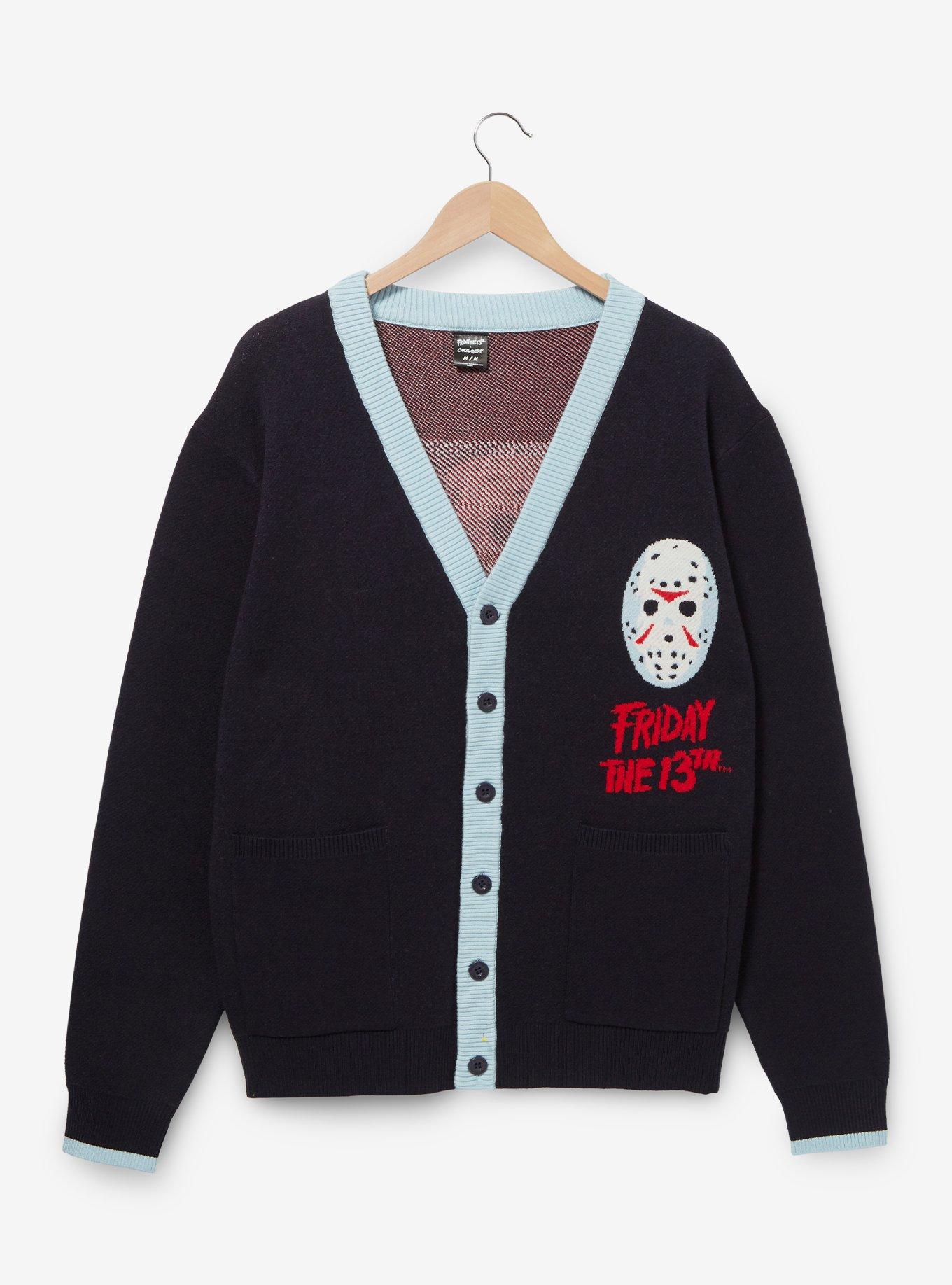 Cakeworthy Friday the 13th Jason Voorhees Mask Cardigan - BoxLunch Exclusive, NAVY, hi-res