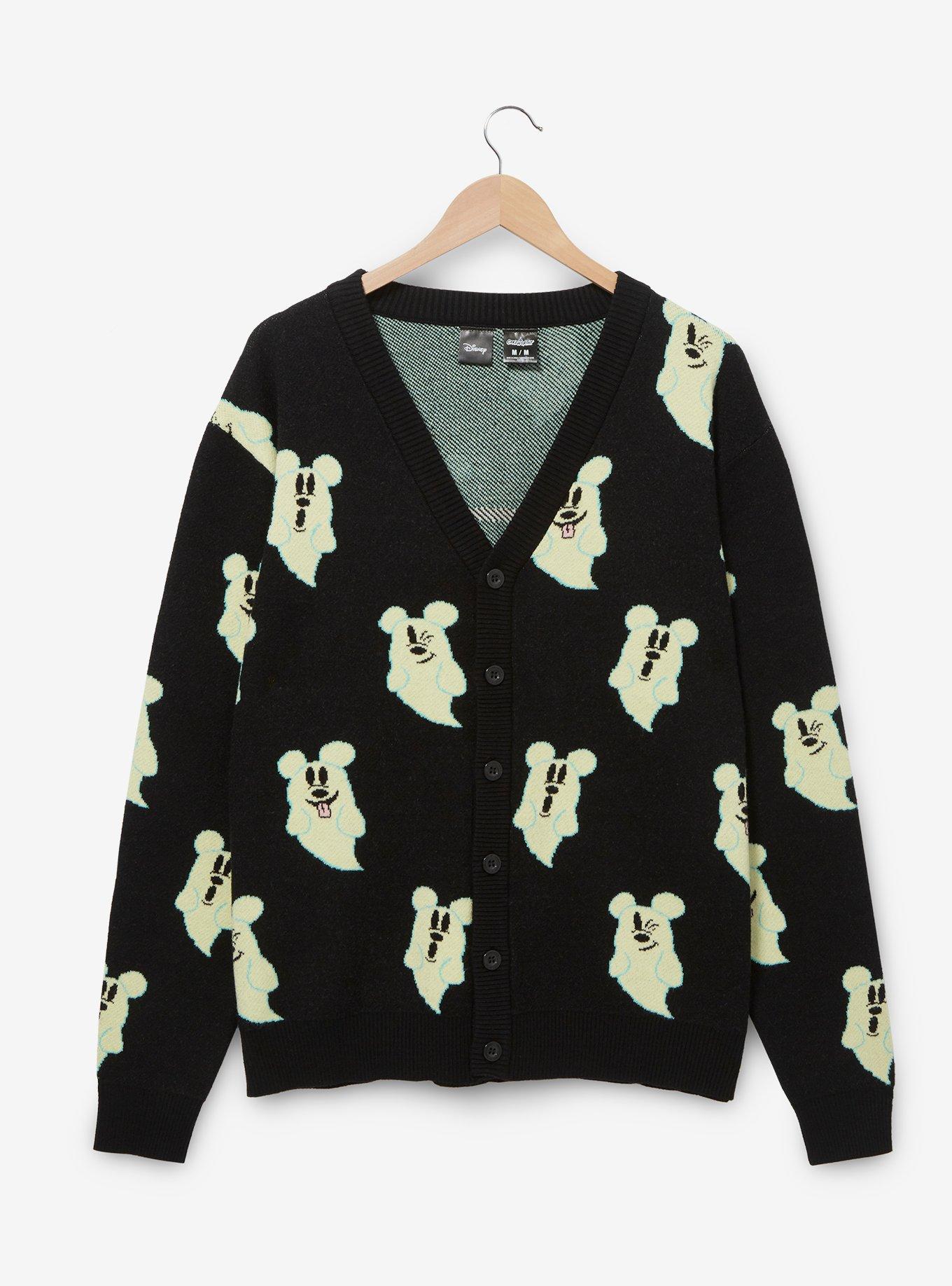 Cakeworthy Disney Mickey Mouse Ghost Allover Print Cardigan - BoxLunch Exclusive, BLACK, hi-res