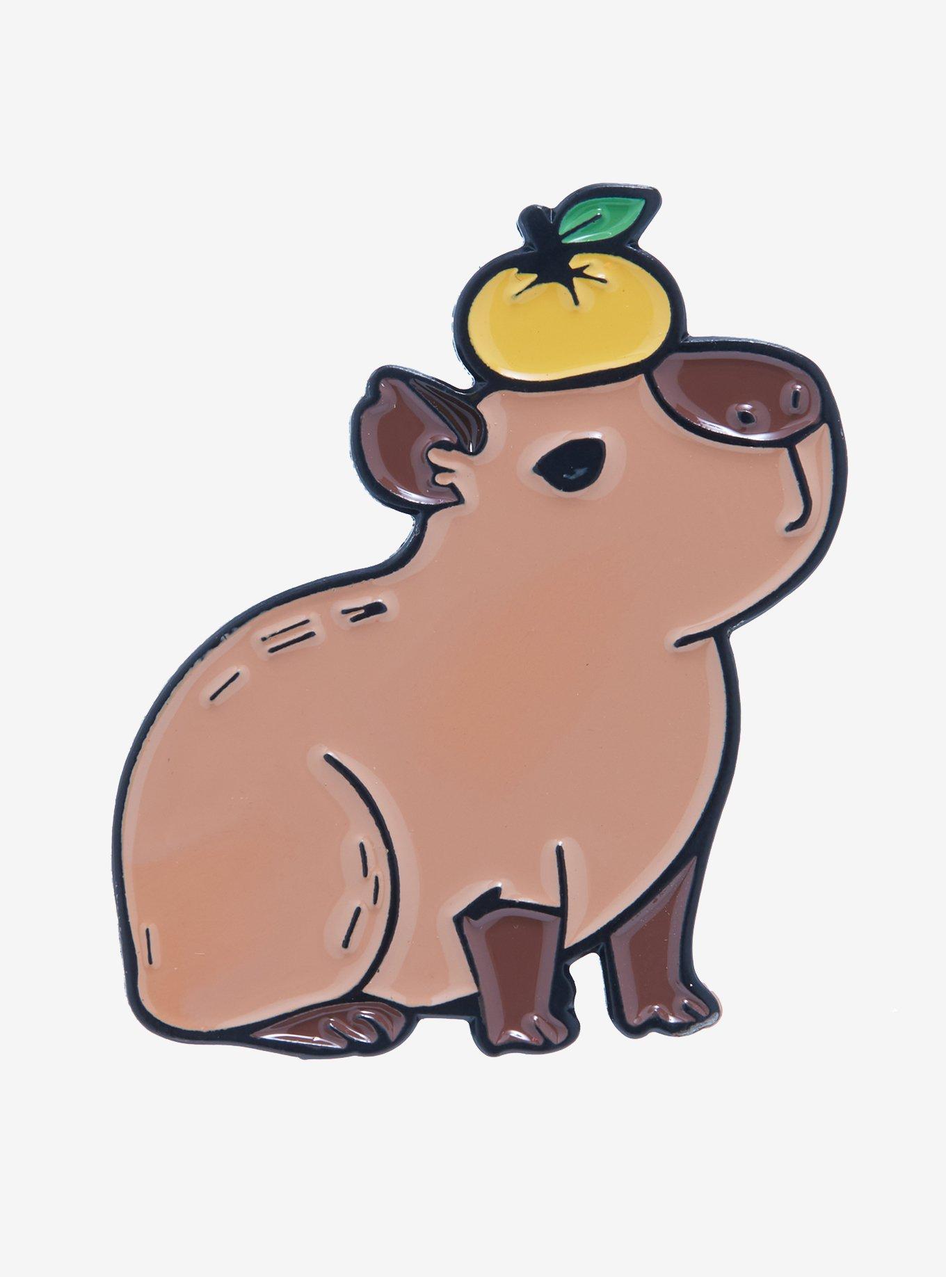 Capybara Orange Enamel Pin, , hi-res