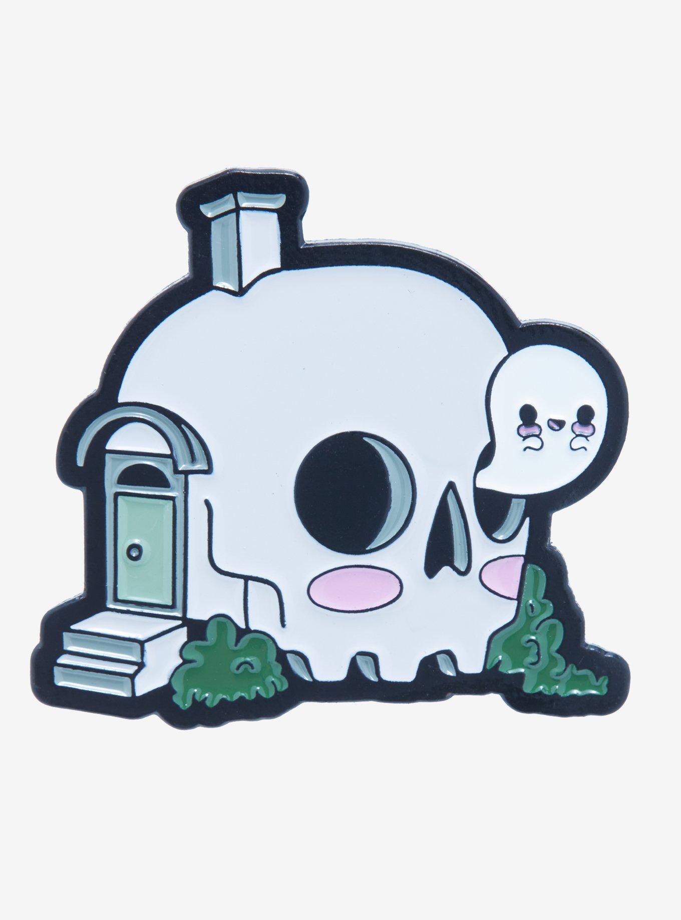 Skull House Enamel Pin, , hi-res