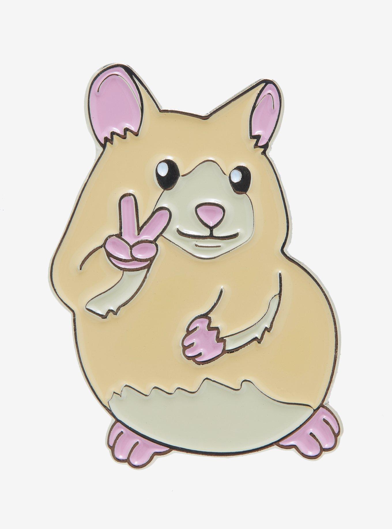 Peace Sign Hamster Enamel Pin, , hi-res