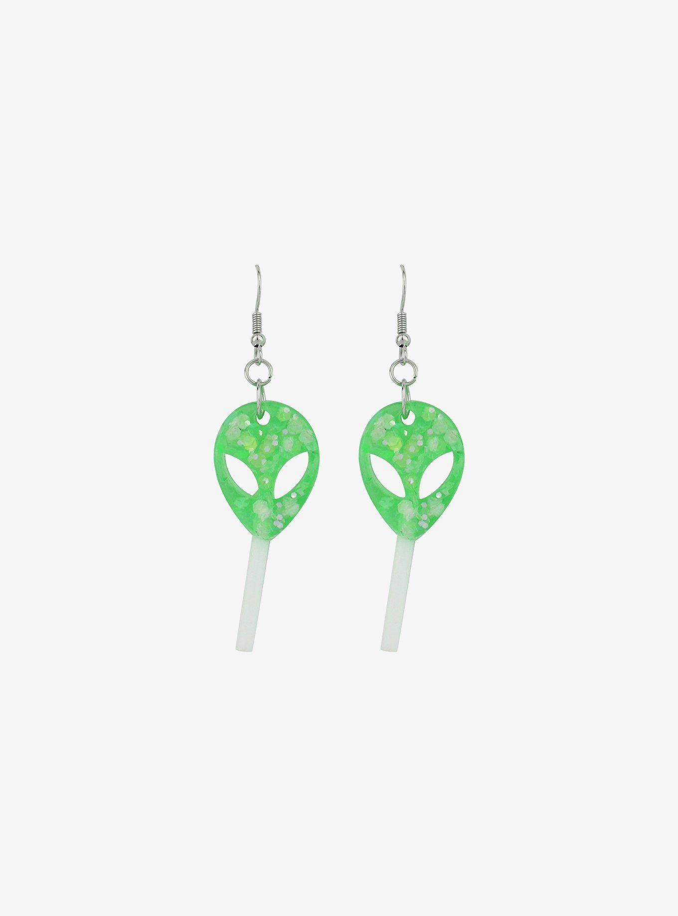 Cosmic Aura Alien Head Lollipop Drop Earrings, , hi-res