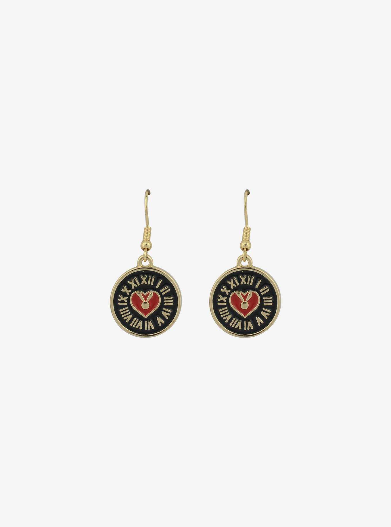 Heart Clock Earrings, , hi-res
