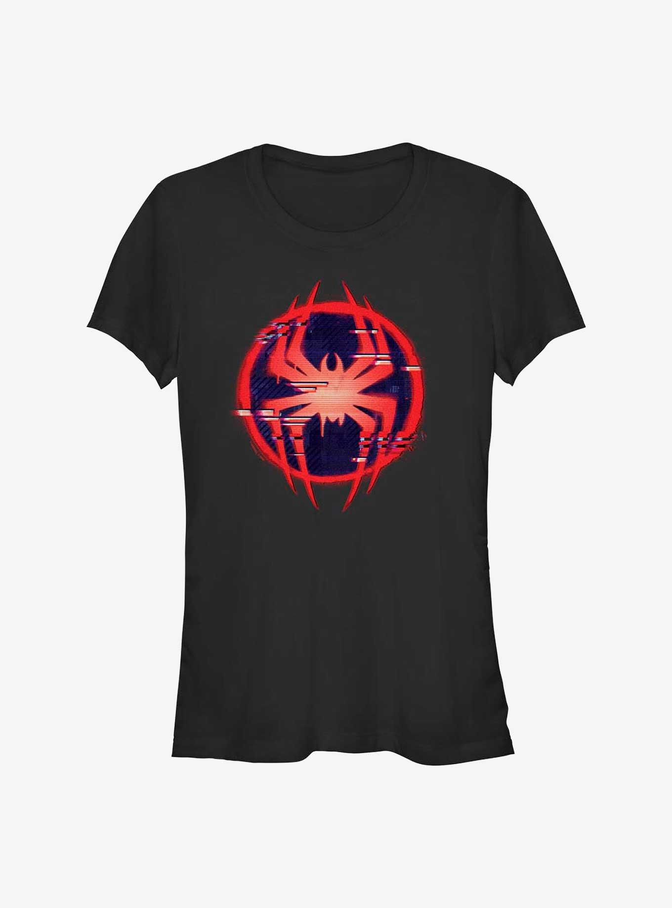 Marvel Spider-Man: Across the Spider-Verse Glitchy Miles Morales Symbol Girls T-Shirt, BLACK, hi-res