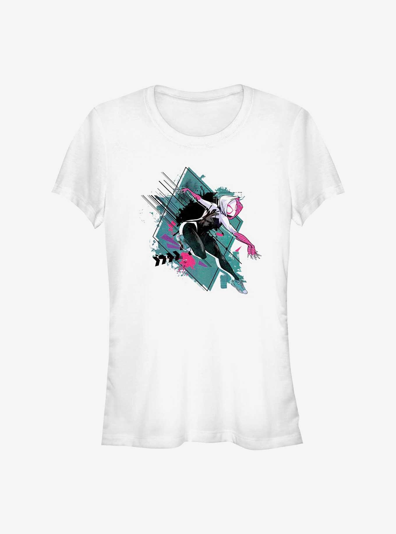 Marvel Spider-Man: Across the Spider-Verse Spider-Gwen In Action Girls T-Shirt, WHITE, hi-res
