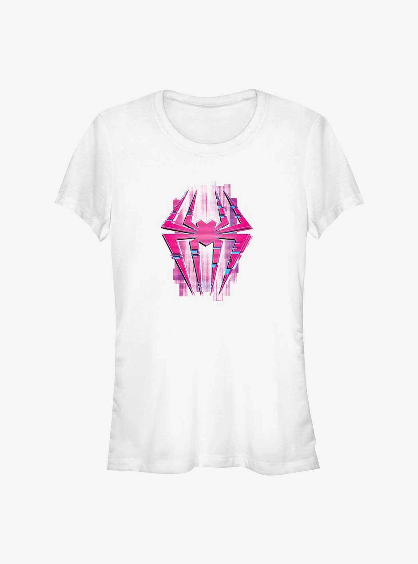 Marvel Spider-Man: Across the Spider-Verse Glitchy Spider-Gwen Symbol Girls T-Shirt, WHITE, hi-res