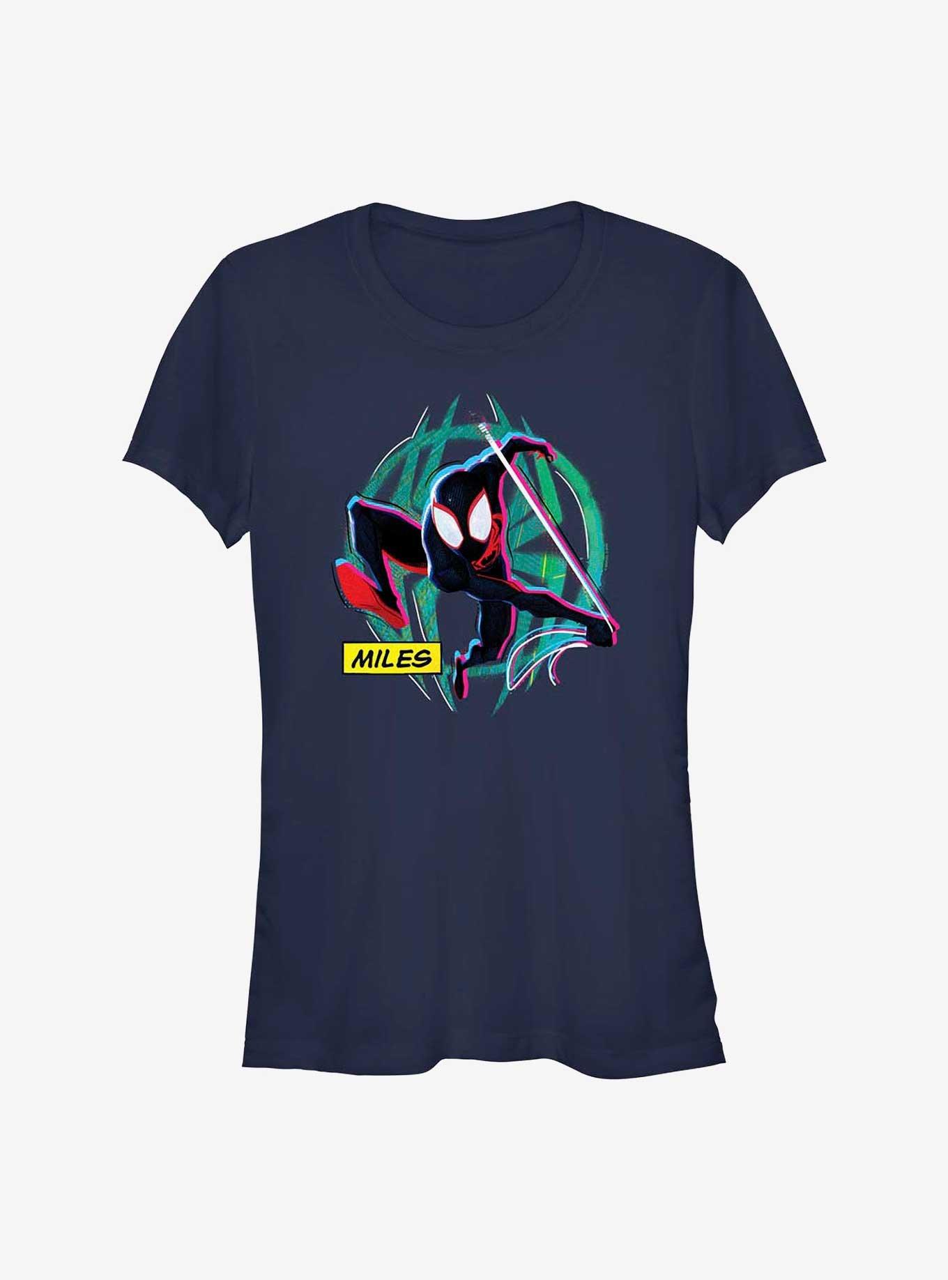 Marvel Spider-Man: Across the Spider-Verse Miles Morales Badge Girls T-Shirt, NAVY, hi-res