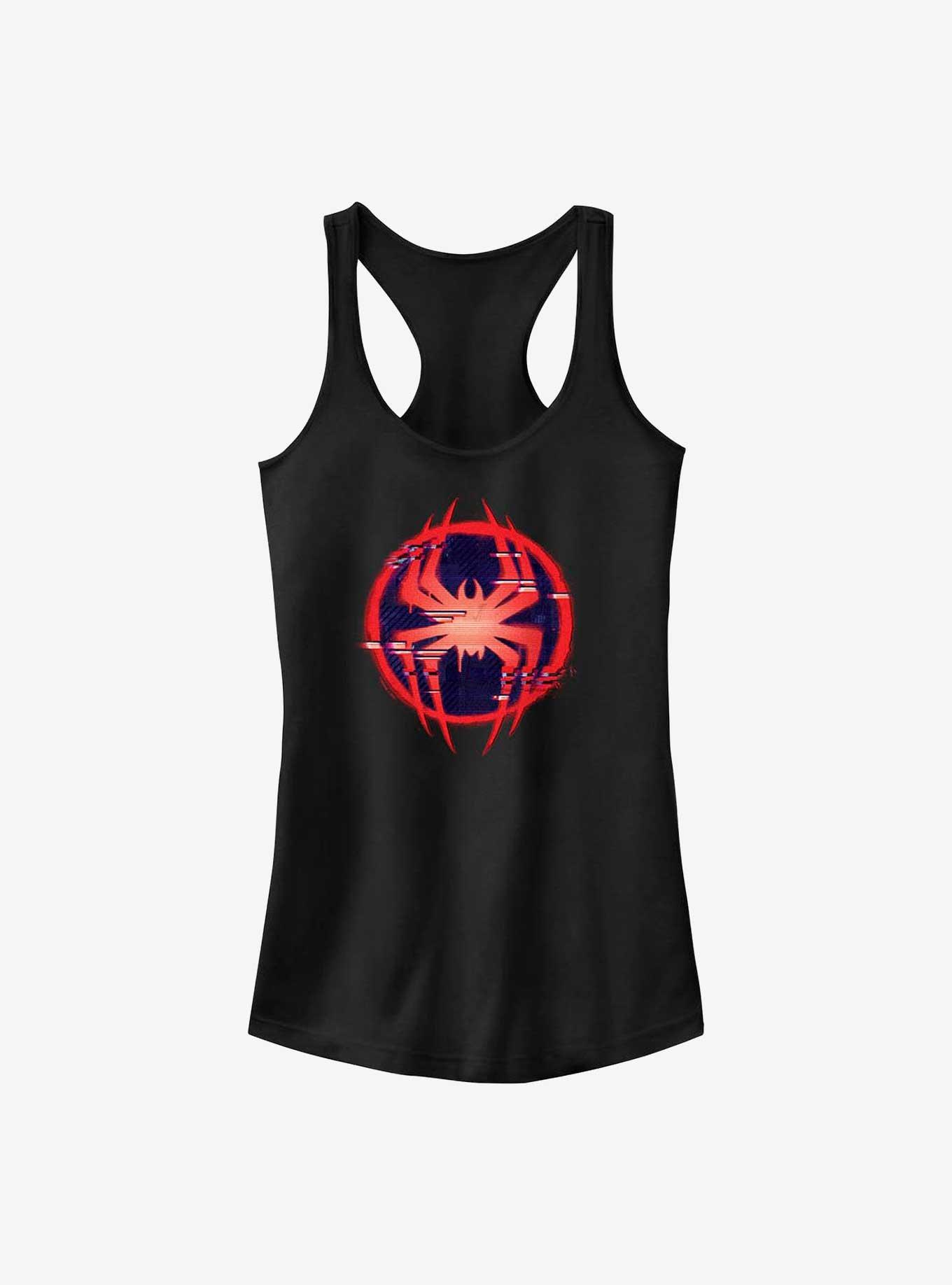 Marvel Spider-Man: Across the Spider-Verse Glitchy Miles Morales Symbol Girls Tank, BLACK, hi-res