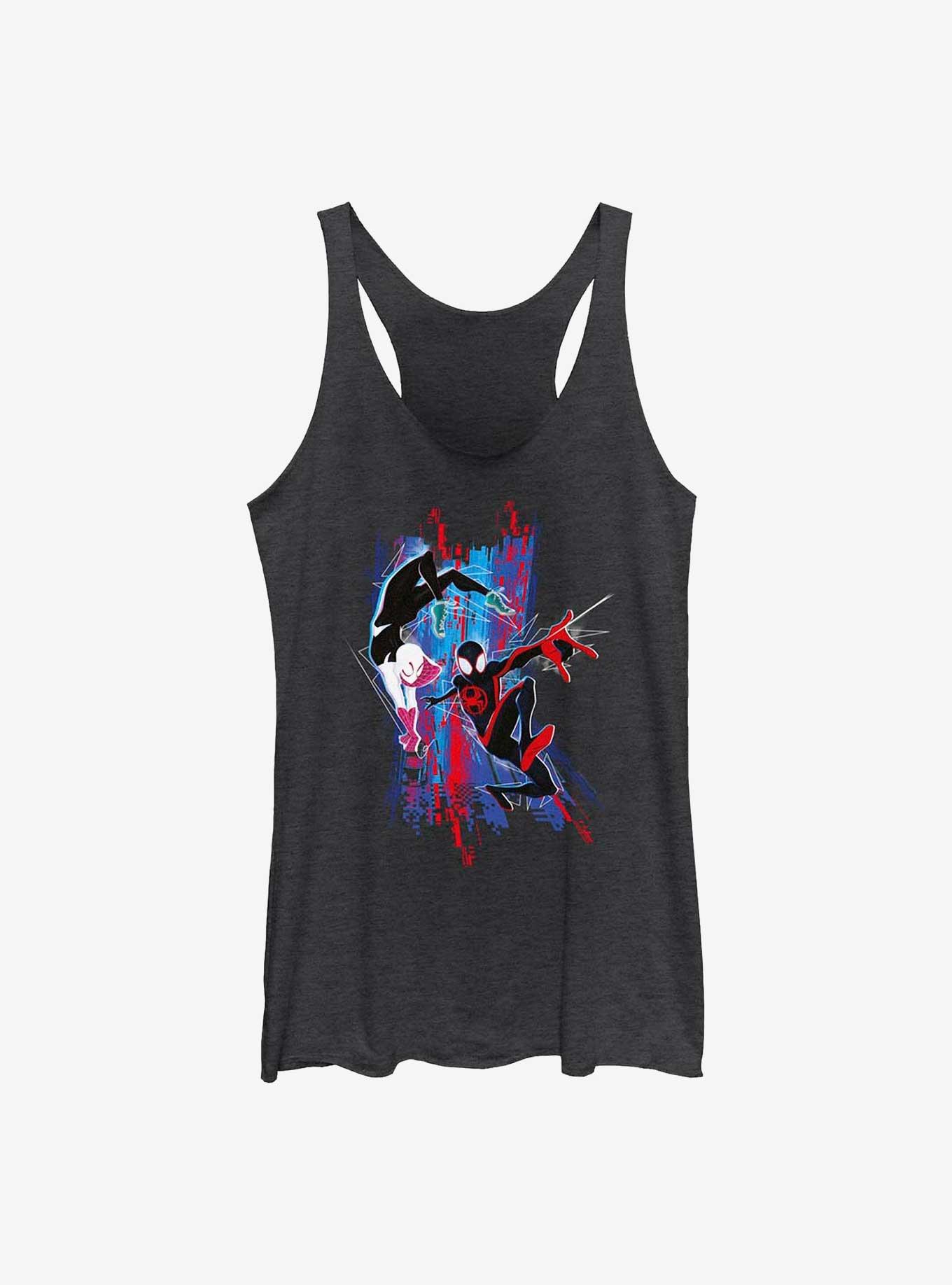 Marvel Spider-Man: Across the Spider-Verse Spider-Gwen and Miles Girls Tank, BLK HTR, hi-res