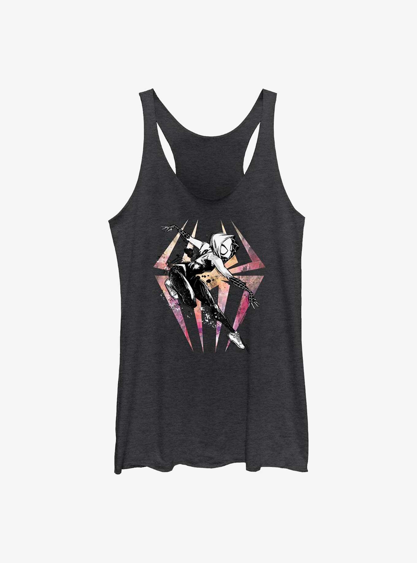 Marvel Spider-Man: Across the Spider-Verse Sketchy Spider-Gwen Girls Tank, BLK HTR, hi-res