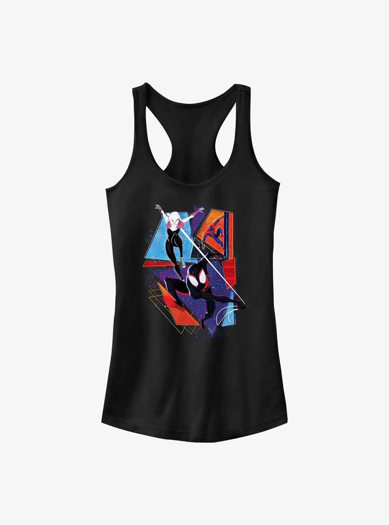 Marvel Spider-Man: Across the Spider-Verse Spider-Gwen Miguel O'Hara and Miles Morales Poster Girls Tank, BLACK, hi-res