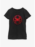 Marvel Spider-Man: Across the Spider-Verse Miles Morales Spider Icon Youth Girls T-Shirt, BLACK, hi-res