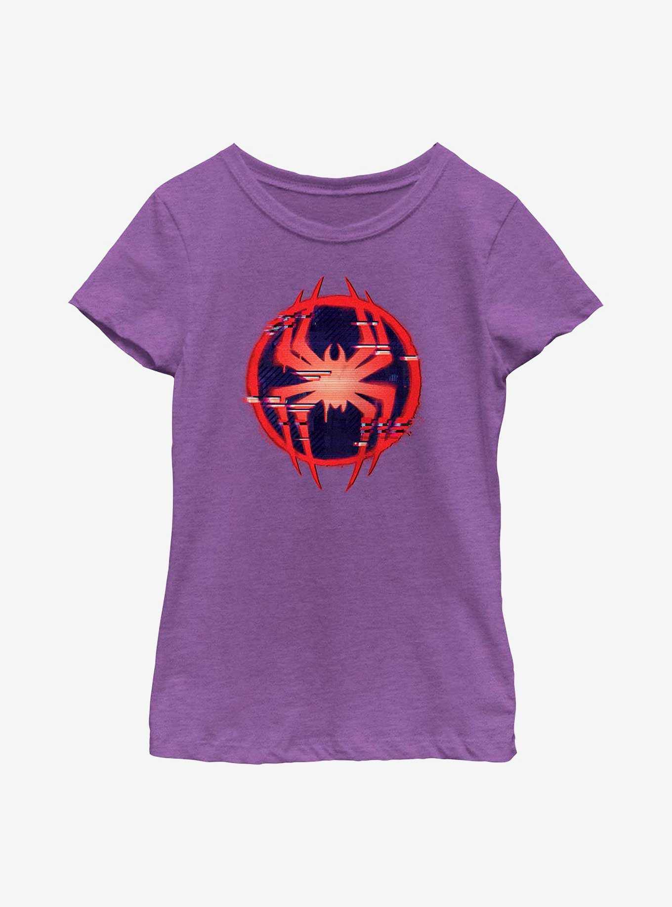 Marvel Spider-Man: Across the Spider-Verse Glitchy Miles Morales Symbol Youth Girls T-Shirt, , hi-res