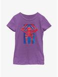 Marvel Spider-Man: Across the Spider-Verse Glitchy Miguel O'Hara Logo Youth Girls T-Shirt, PURPLE BERRY, hi-res
