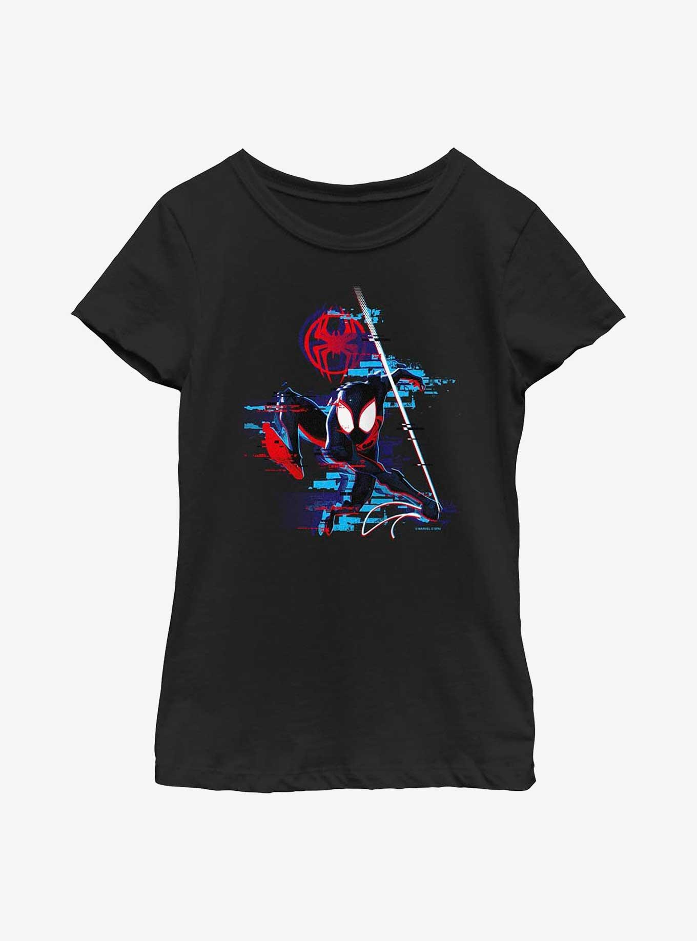 Marvel Spider-Man: Across the Spider-Verse Glitchy Miles Morales Youth Girls T-Shirt, BLACK, hi-res