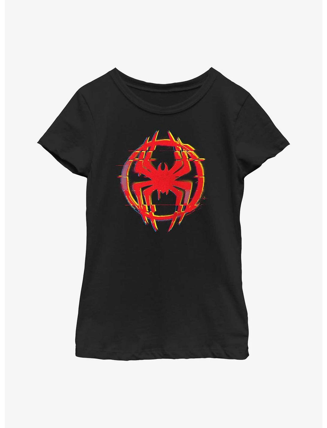 Marvel Spider-Man: Across the Spider-Verse Glitchy Miles Morales Logo Youth Girls T-Shirt, BLACK, hi-res