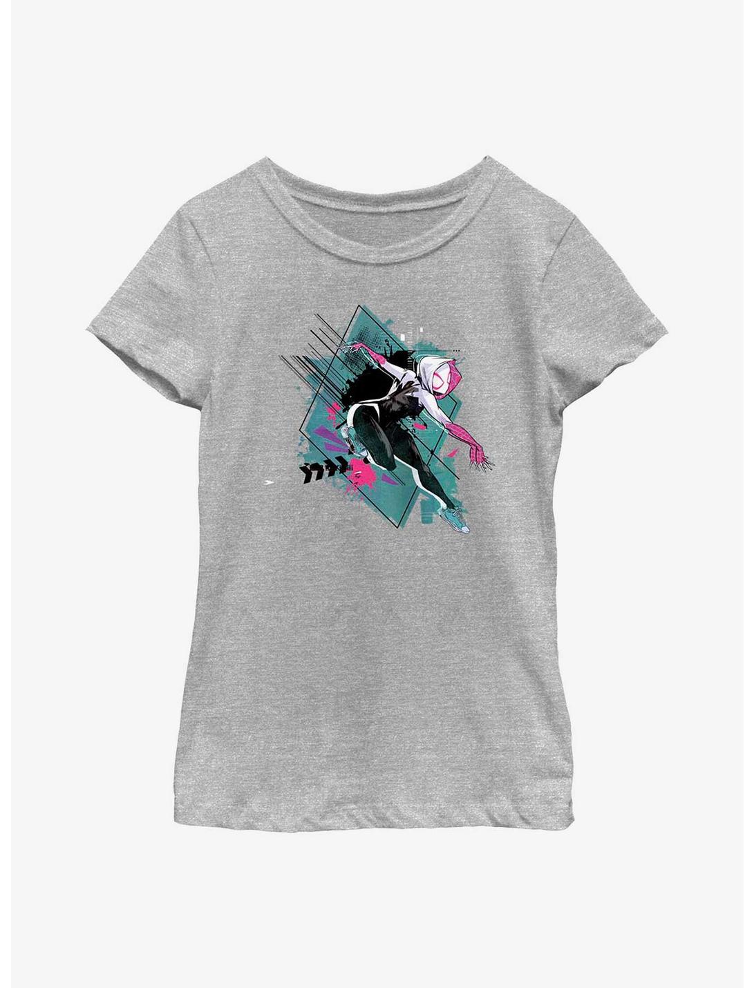Marvel Spider-Man: Across the Spider-Verse Spider-Gwen In Action Youth Girls T-Shirt, ATH HTR, hi-res