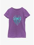 Marvel Spider-Man: Across the Spider-Verse Spider-Gwen Logo In Webs Youth Girls T-Shirt, PURPLE BERRY, hi-res