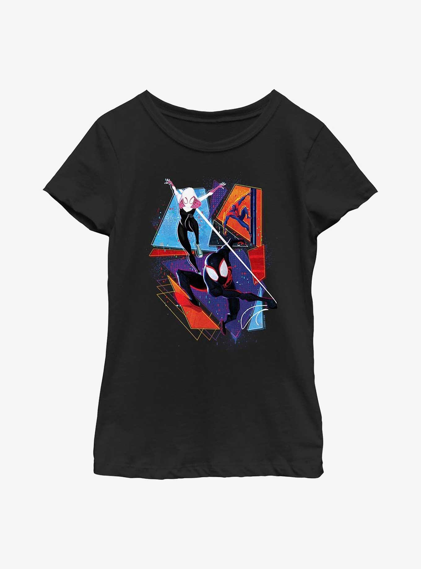 Marvel Spider-Man: Across the Spider-Verse Spider-Gwen Miguel O'Hara and Miles Morales Poster Youth Girls T-Shirt