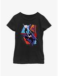 Marvel Spider-Man: Across the Spider-Verse Spider-Gwen Miguel O'Hara and Miles Morales Poster Youth Girls T-Shirt, BLACK, hi-res