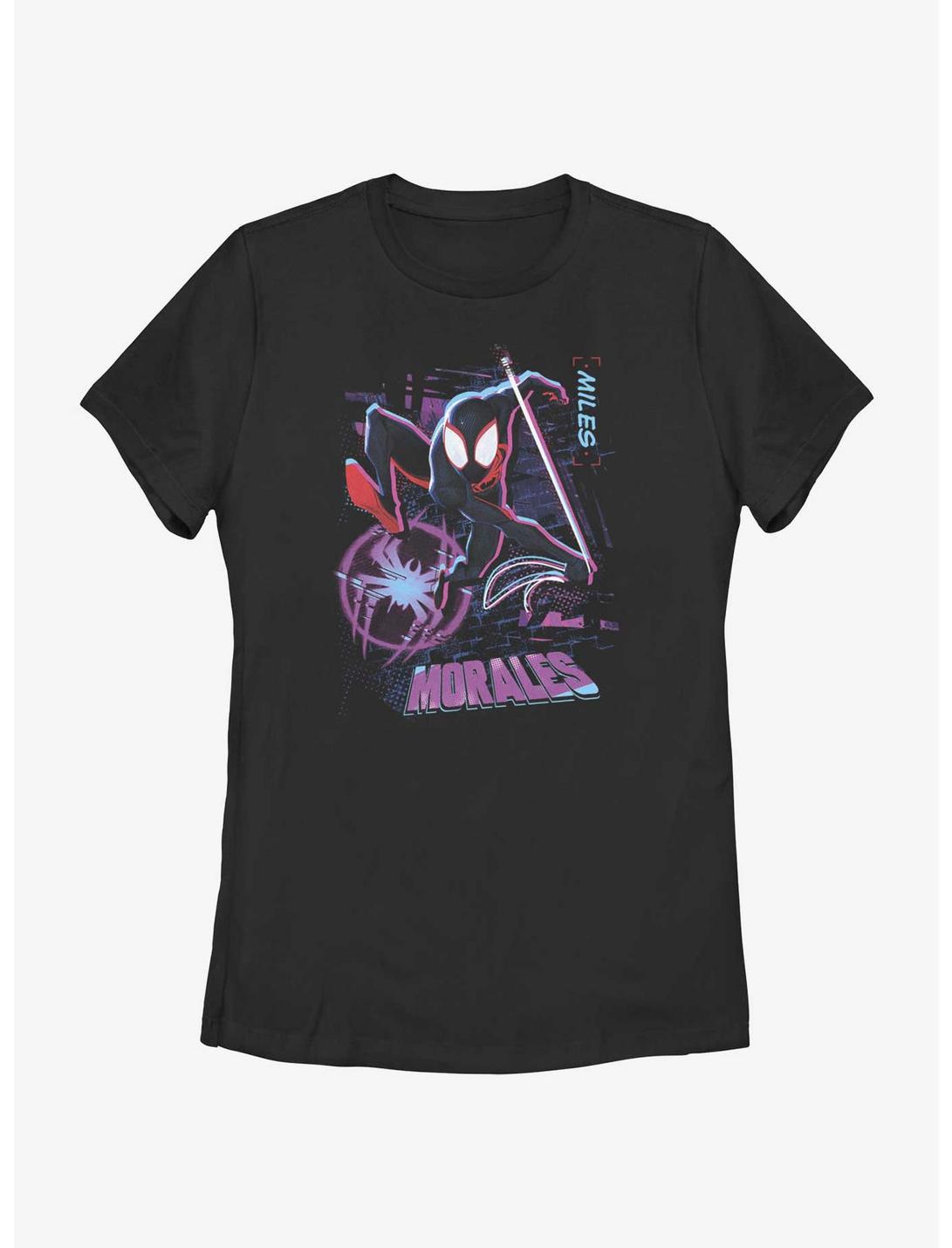 Marvel Spider-Man: Across the Spider-Verse Street Swing Womens T-Shirt BoxLunch Web Exclusive, BLACK, hi-res