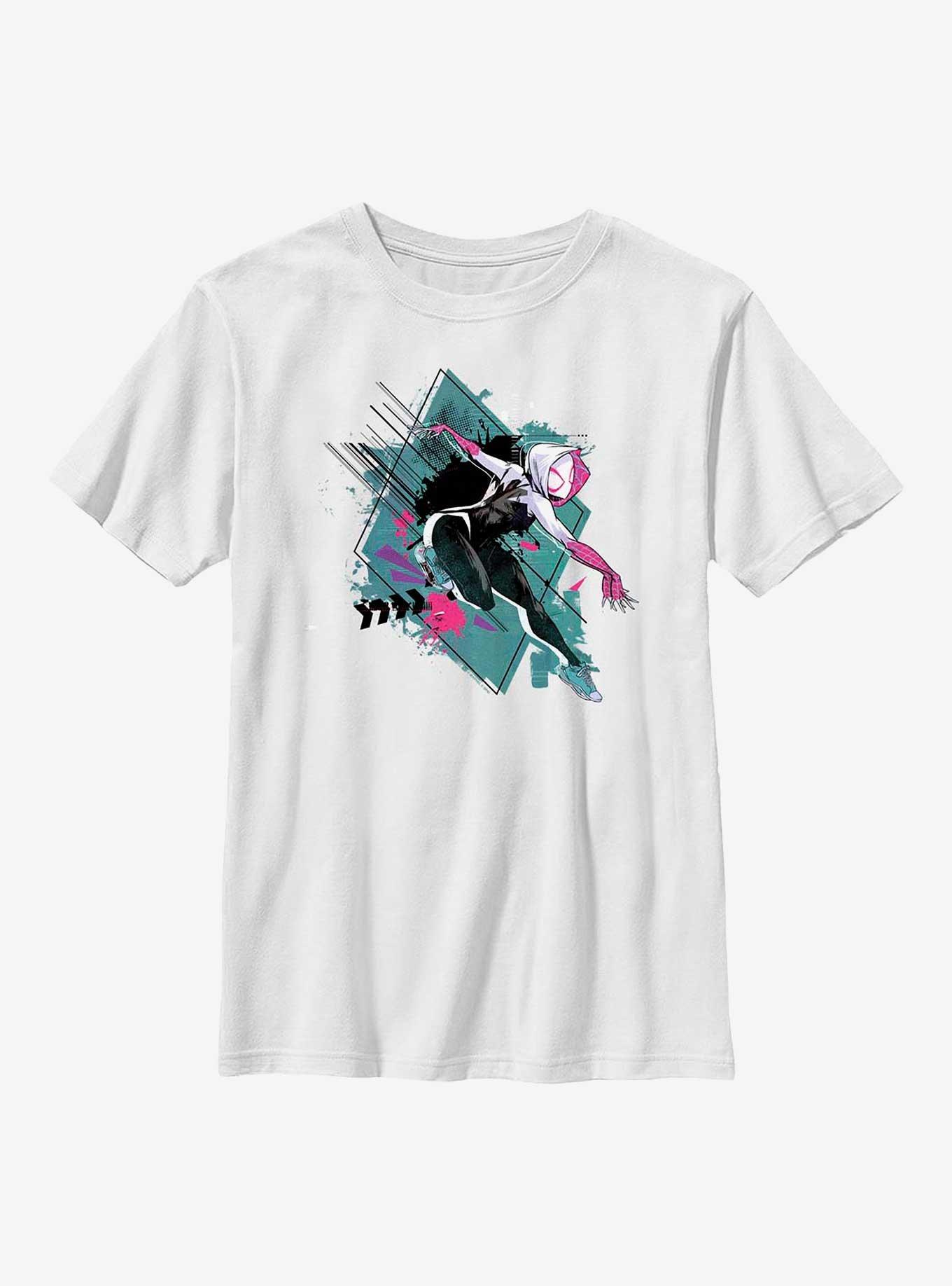 Marvel Spider-Man: Across the Spider-Verse Spider-Gwen In Action Youth T-Shirt, WHITE, hi-res